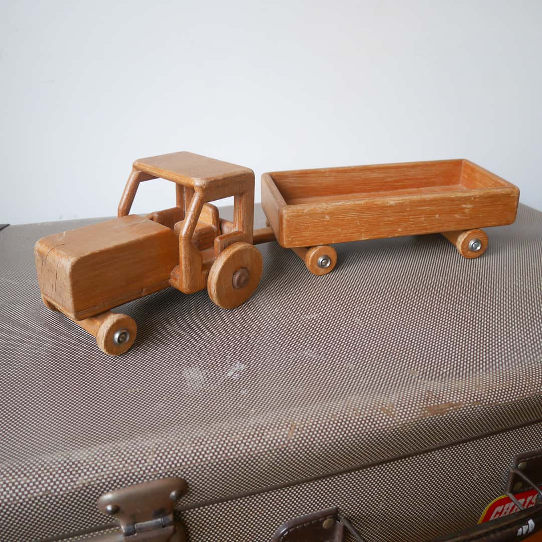 Coco & Bob - Houten vrachtwagen met aanhanger