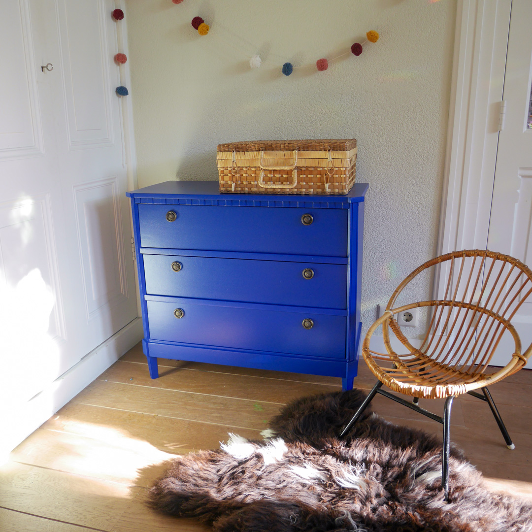 Coco & Bob - Melle - Vintage Ladekastje Cobaltblauw